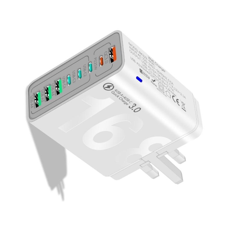 150W Multi Port USB Charging Adapter Fast Charging Wall Adapter Type C USB Travel Charging Adapter For Mobile Phone