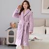 Padded Nightgown Women'S Autumn, Winter And Winter Coral Fleece Three-Layer Thickened Fleece Warm Long Bathrobe Pajamas Loungewear