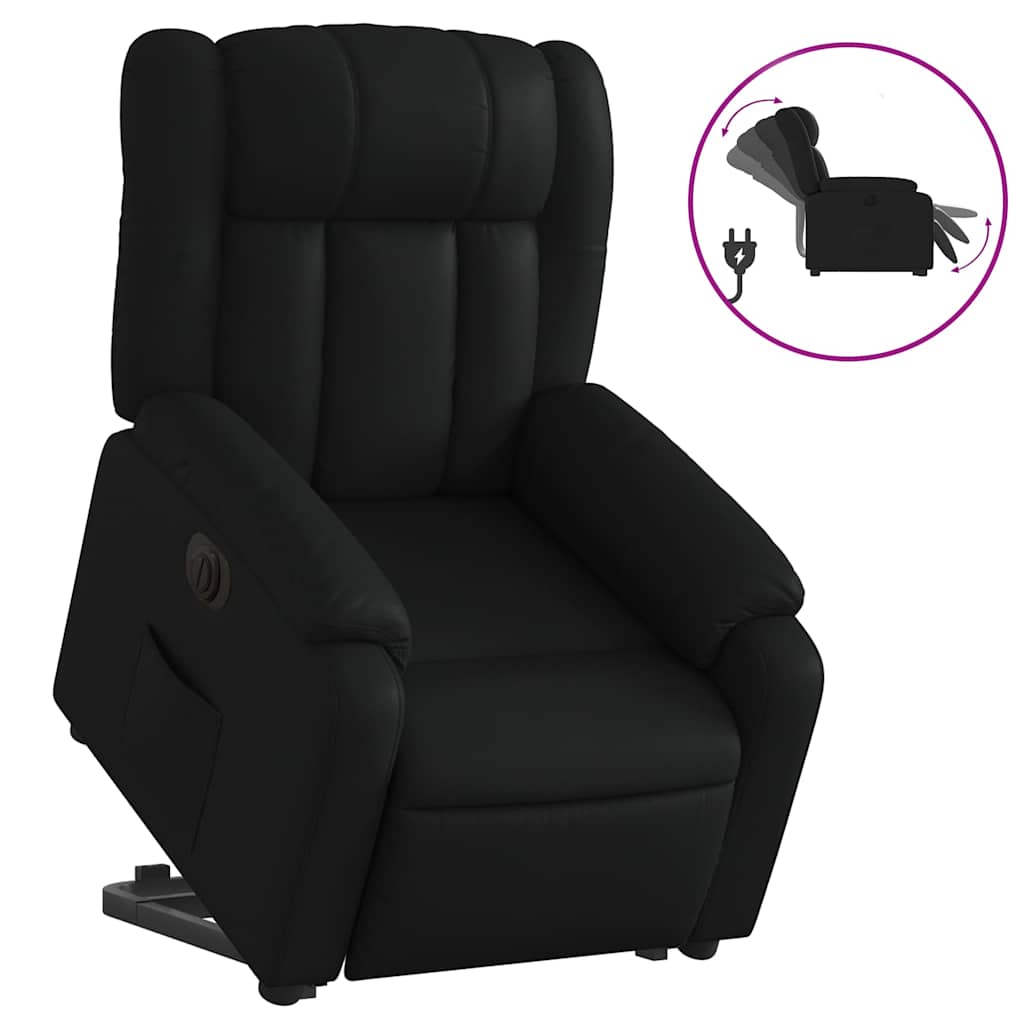 Vidaxl Reclining Chair with Electric Stand-up Function, Black, Eco-leather