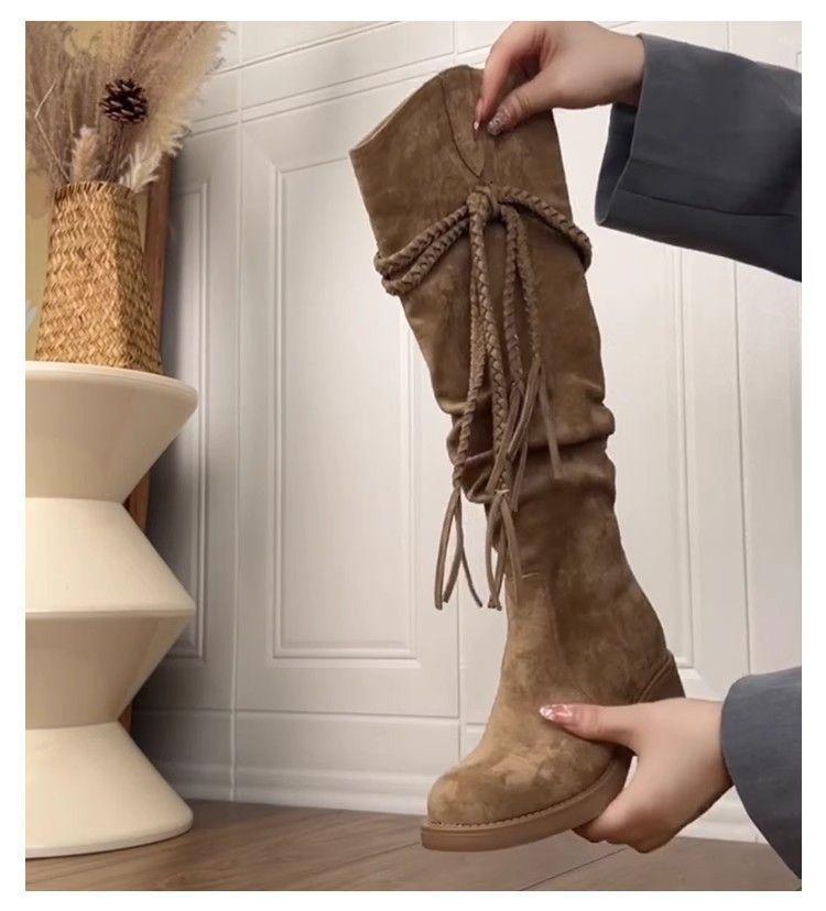 Manzi 2025 Retro Wasteland Su Kozačky nad koleno na robustním podpatku pro dospělé