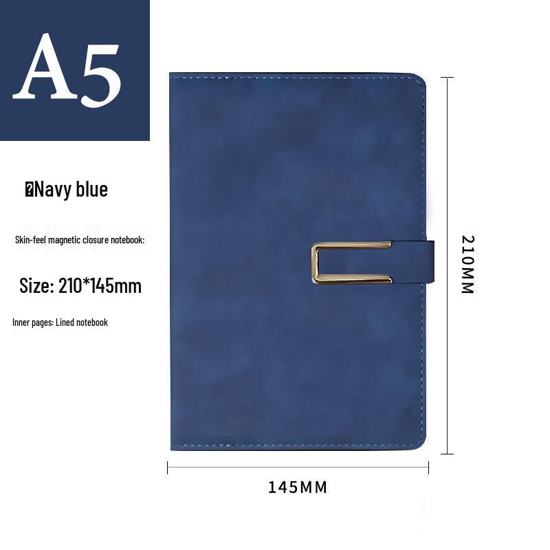 A5 Business Notebook: Customizable Soft Leather with Magnetic Buckle. Perfect for Meetings and Logo Printing.