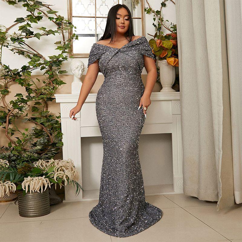 Foreign Trade Sexy Long Sequined Evening Dress for Banquets, Weddings, Birthdays, Bridesmaid Dresses, Party Dress 4XL