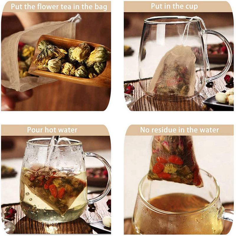 

1200 Pcs Disposable Tea Filter Bags,Natural Material Drawstring Seal Tea Bag Empty For Loose Leaf Tea (5X7cm)-B61B коричневый