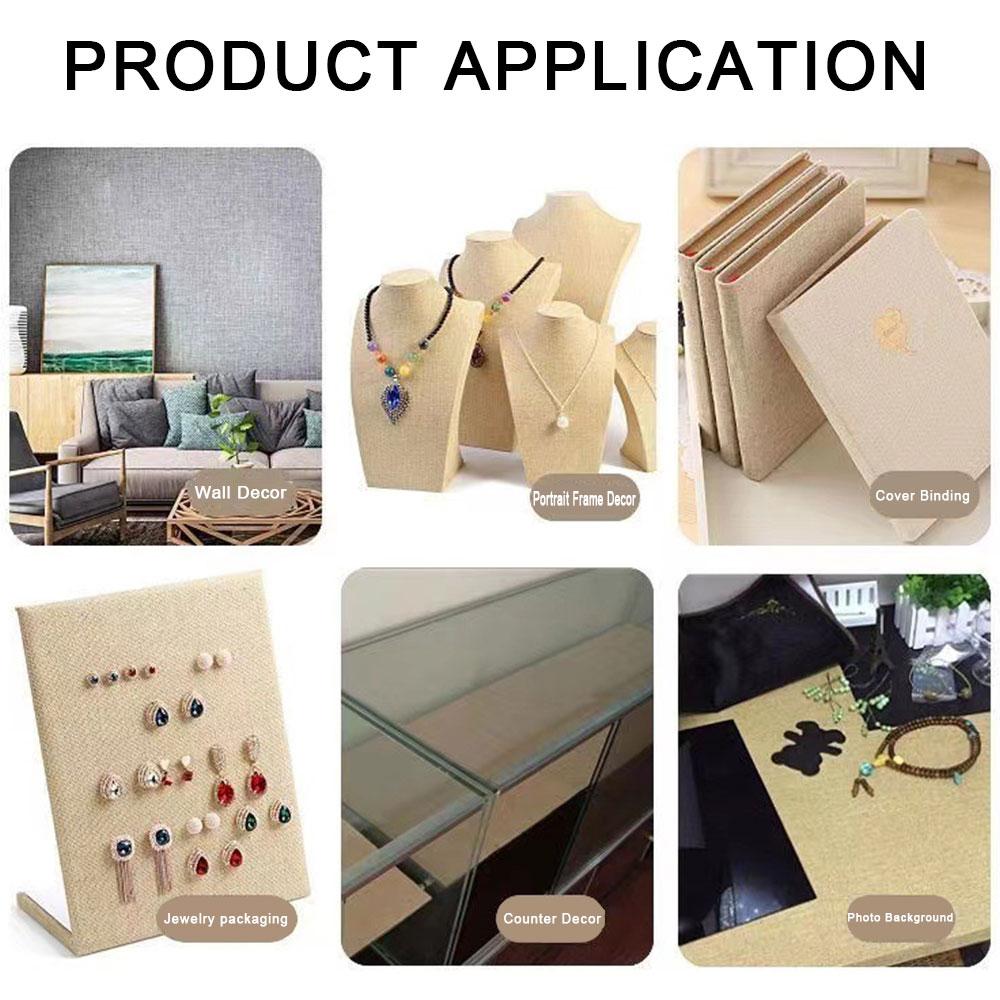 7.8 x 47inch Self-adhesive Linen Fabric For Handmade Book Cover DIY Wall Cabinet Renovation Gifts Box Frame Pillow Decoration