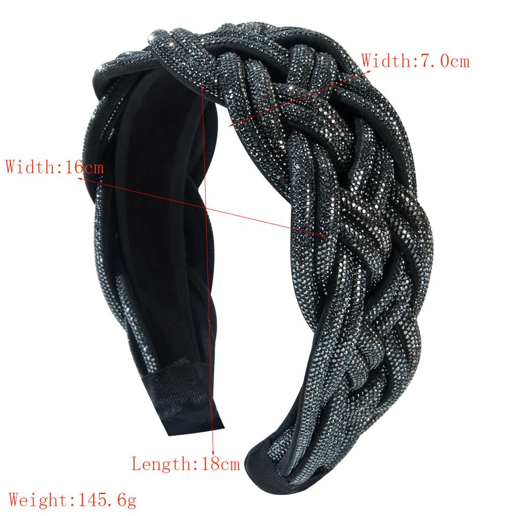 Luxury Headbands Diamond Inlaid Fried Dough Twists Braided Hairband Hair Accessories Women's Wide Edge Hair Band Hoop Headwear