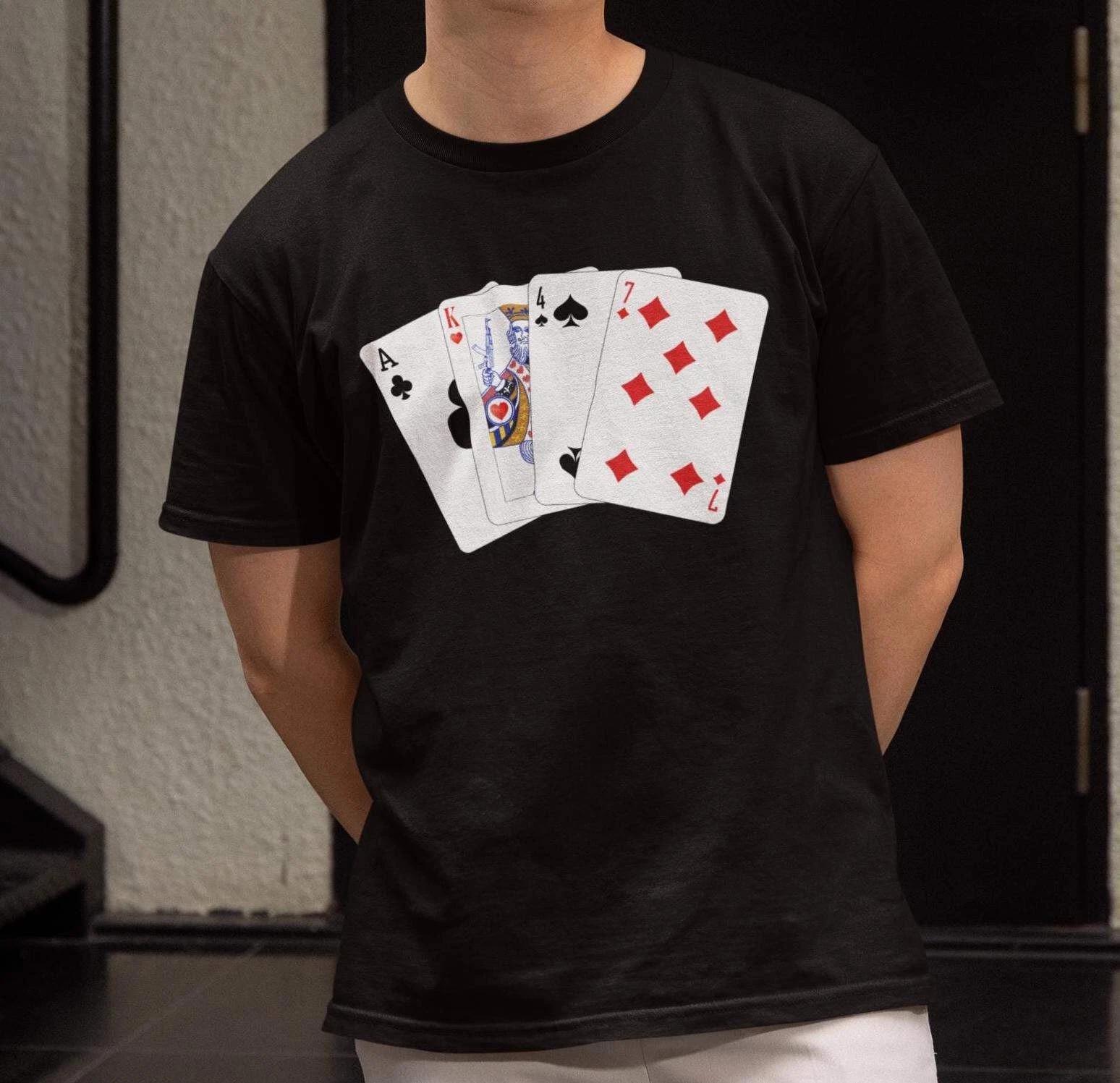 AK-47 Shirt, AK47 Poker Playing Cards T-shirt Kalashnikov Tee S