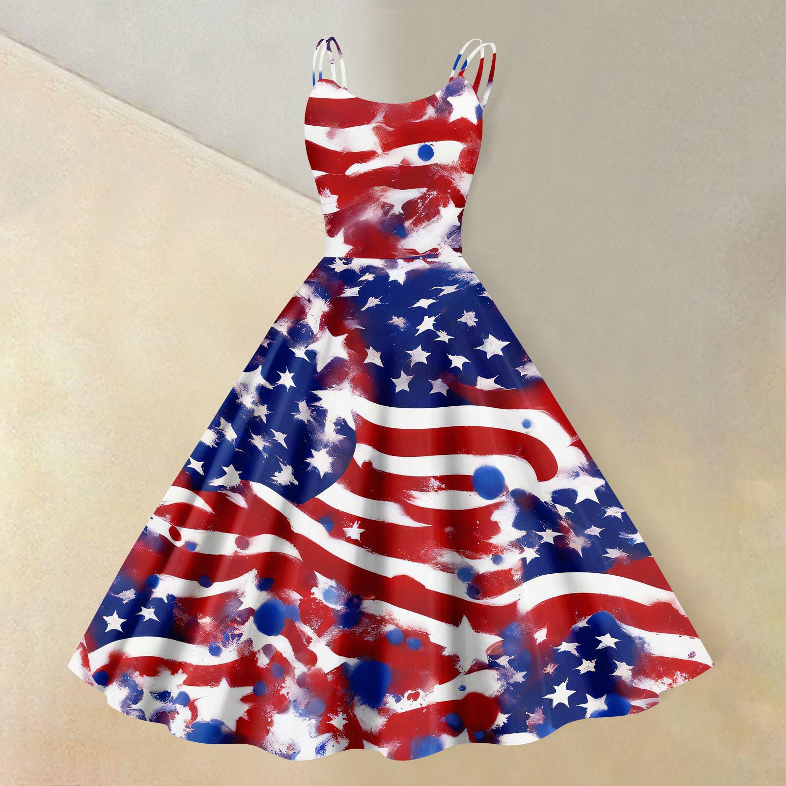 

Женская повседневная мода День независимости принт сексуальная юбка с открытыми плечами панк ретро S светло-синий