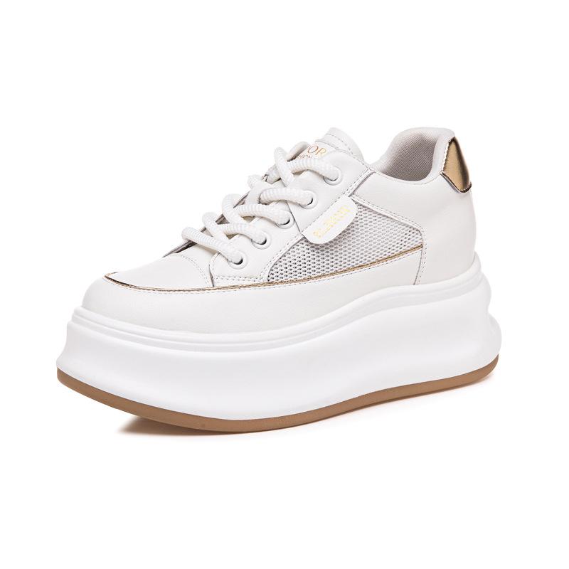 

Little white shoes spring and summer new single shoes mesh muffin platform sneakers small casual shoes trendy shoes 40 золотий