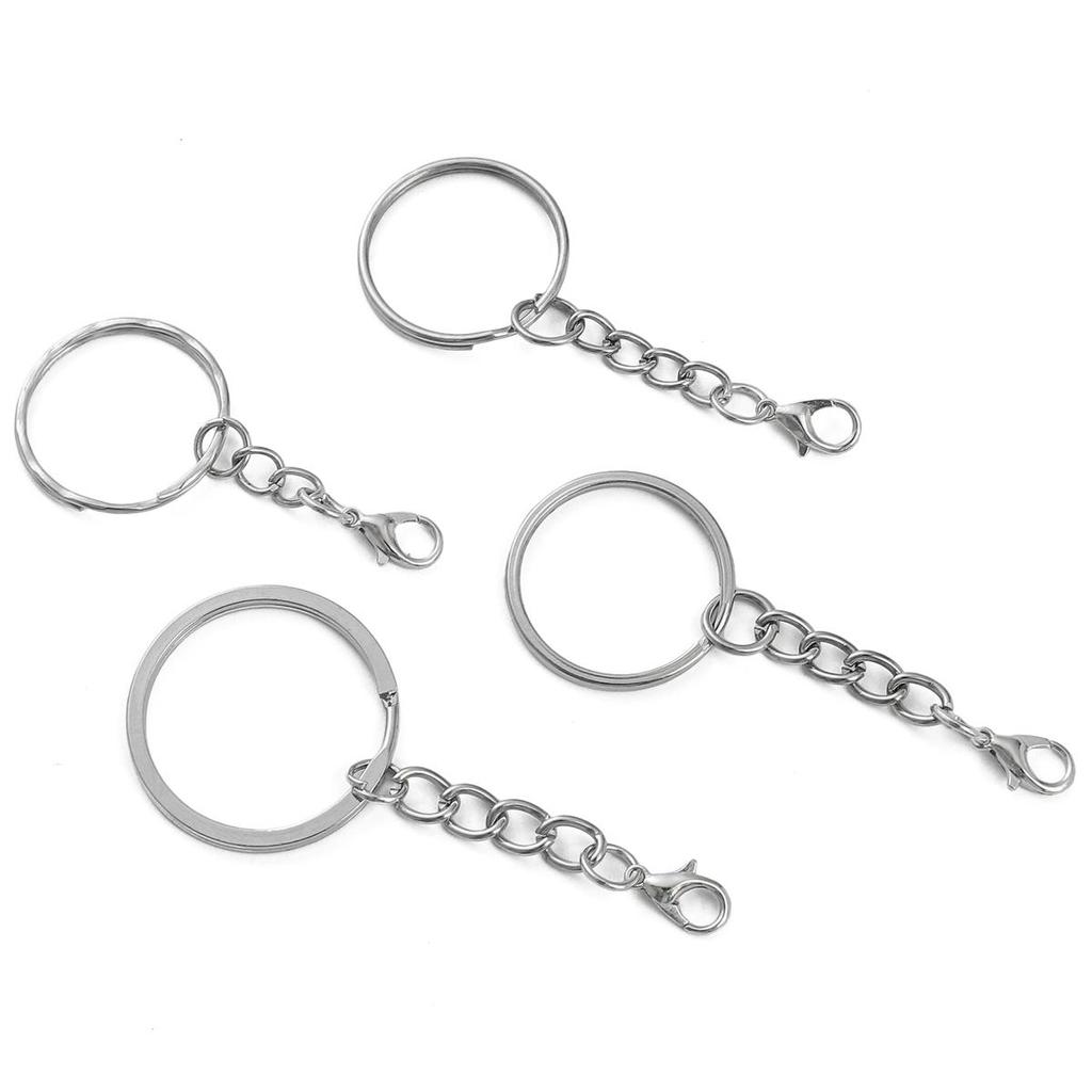 Iron Flat Ring Keychain Hanging Lobster Buckle Chain Buckles Connector For DIY Jewelry Making