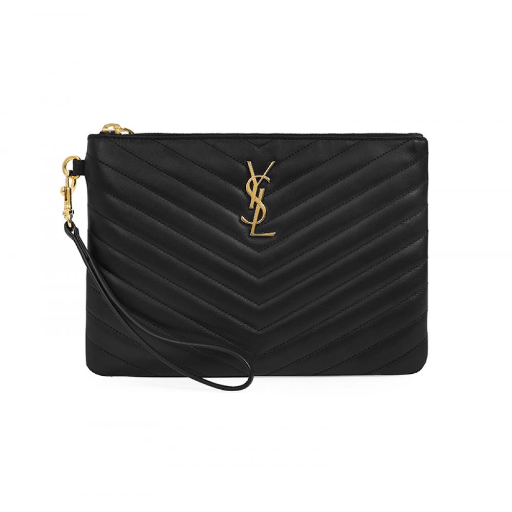 Saint Laurent 379039 Cwu01 1000 Cassandra Monogram Matelass  Gold Small Clutch Bag