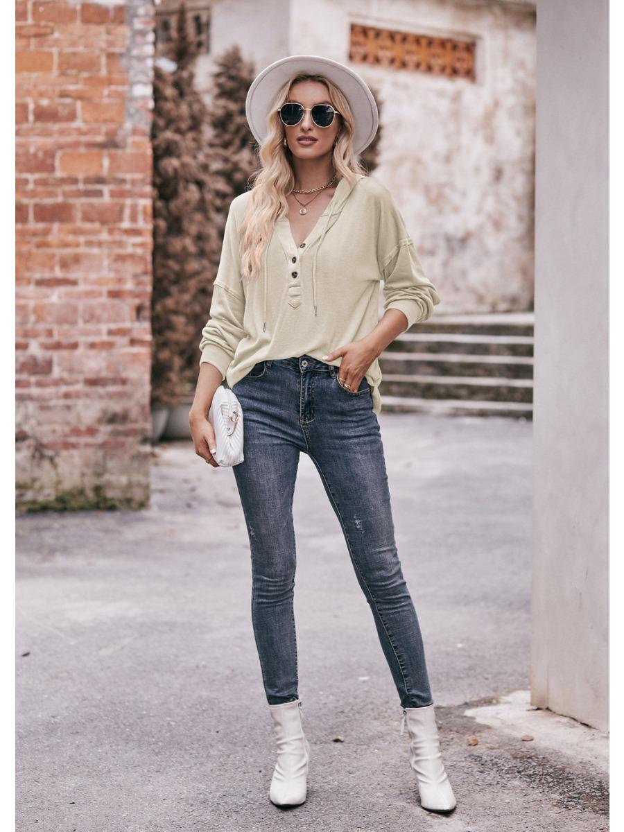 2024 Новые толстовки с капюшоном Осень-Зима Женские модные толстовки с пуговицами — фото 20