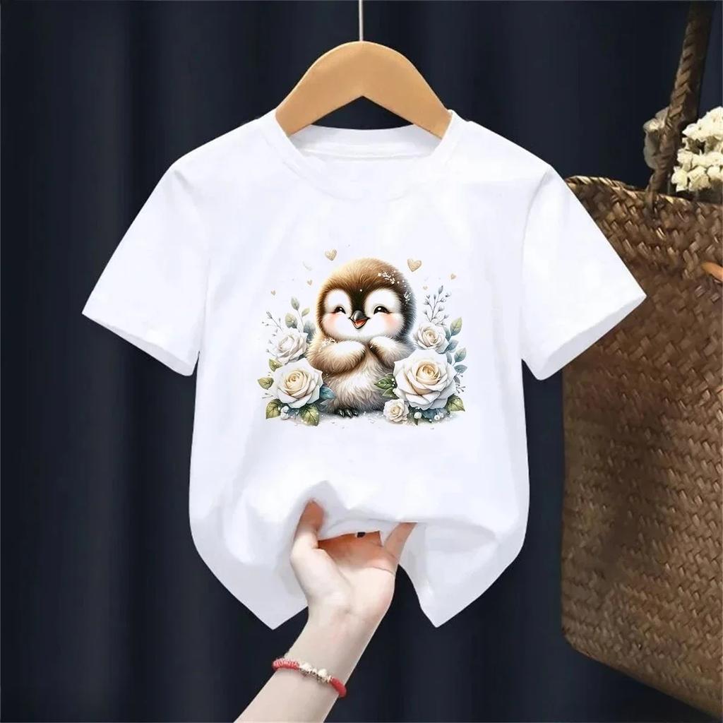 Kawaii Penguin Animal Printed Tshirt For Unisex And Unisex Summer Fashion Short Sleeve Casual Graphic Tops Cute Tee