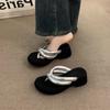 Niche muffin wedge heel fairy toe sandals female with skirt inner height-increasing slippers