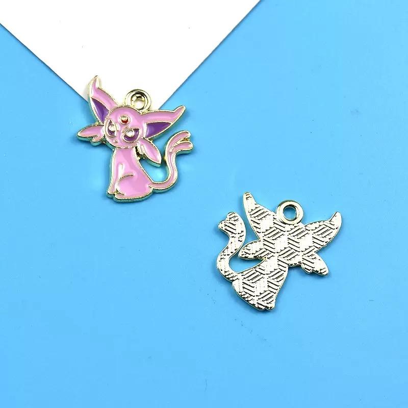 6pz Ciondoli Smaltati Personaggi Pokemon Pendente per Orecchini per Portachiavi Fai da Te Collana Accessori Gioielli in Metallo Cartone Animato Anime