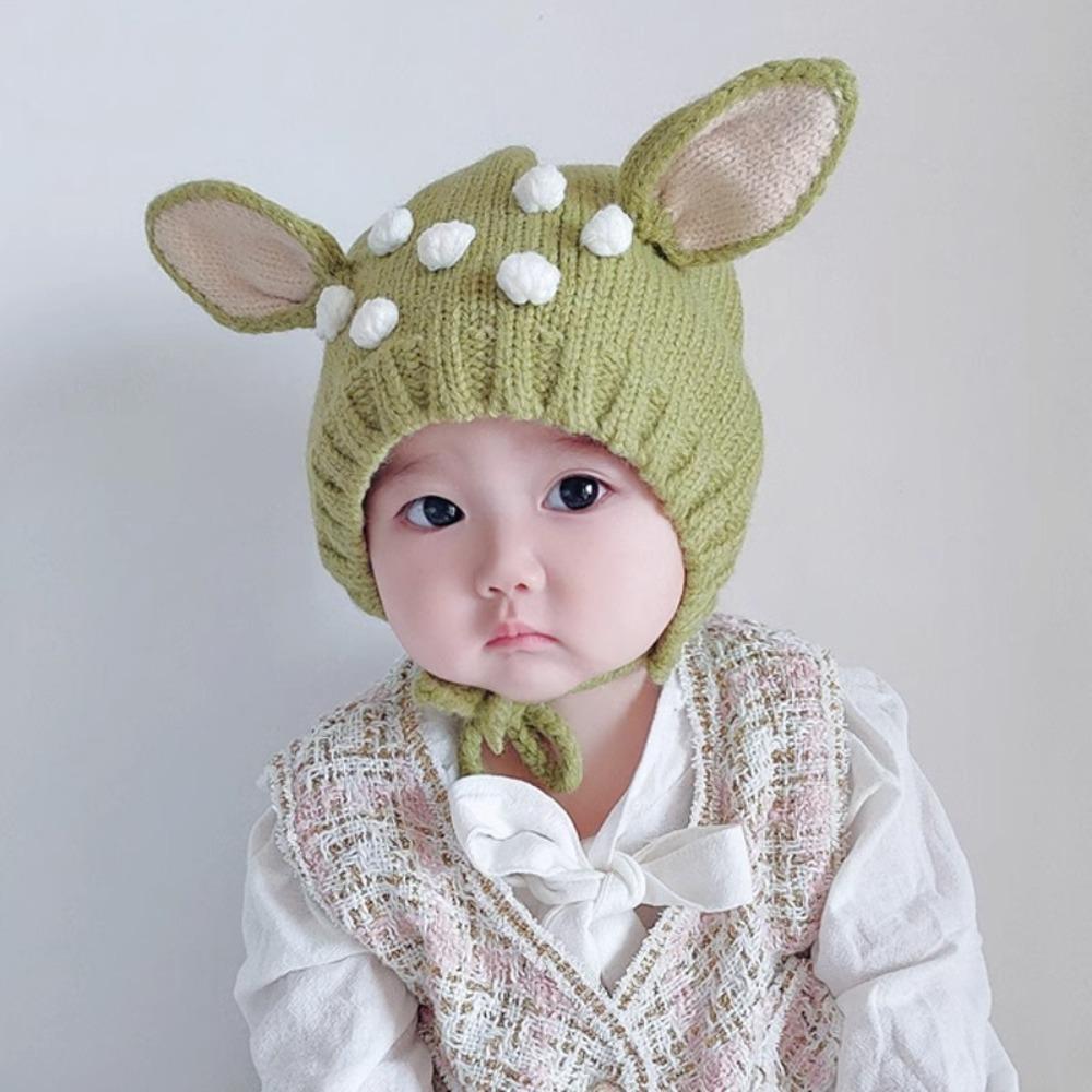 Ear Protection Baby Hat Plush Baby Beanie Cap Cute Deer Knitted Cap Photo Props