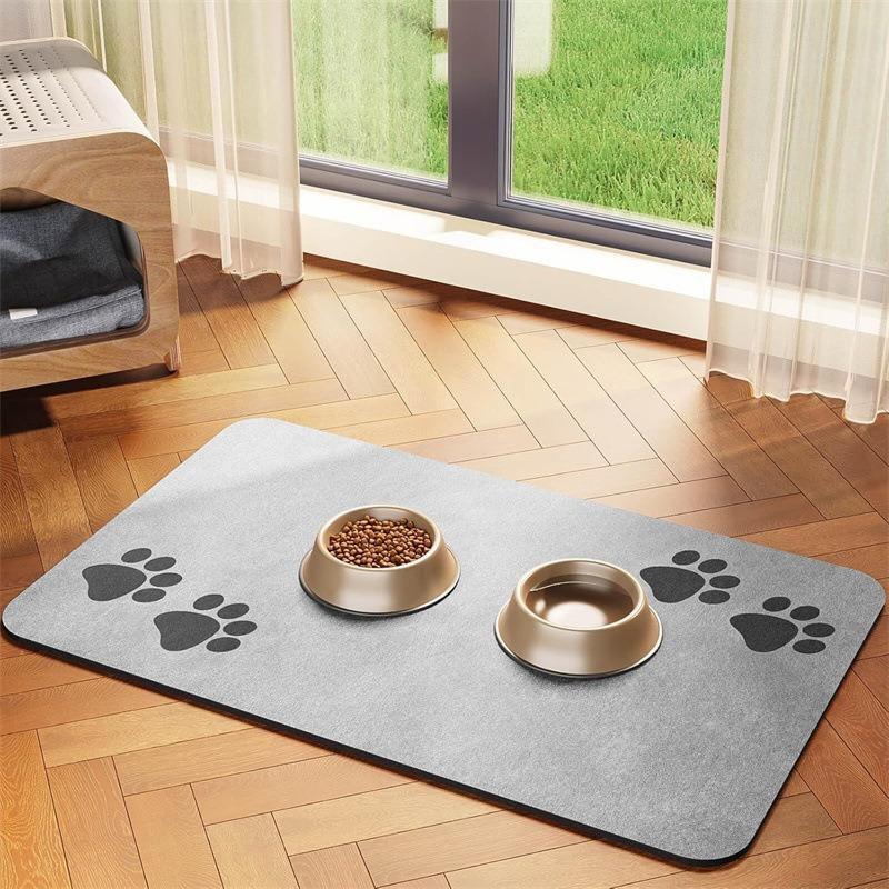 Pet Feeding Mat-Absorbent Pet Placemat Rubber Backing Quick Dry Water Mat For Dog Cat For Food And Water Bowl With Waterproof