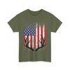 Deer Hunting American Flag Whitetail Buck Antlers Short Sleeve T-Shirt