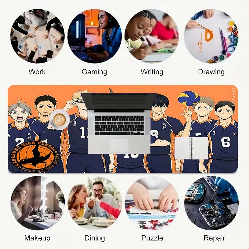 1Pc Haikyuu Team Spirit Gaming Mouse Pad Keyboard Desk Mat Non-slip Rubber Lock Edge Waterproof Computer Mousepad for Office Home Decor S1720