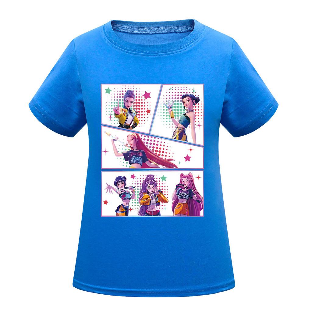 Kids Girls Anime Cartoon K-POP Rumi Zoey Mira Printed Casual Short Sleeves T-Shirt Top