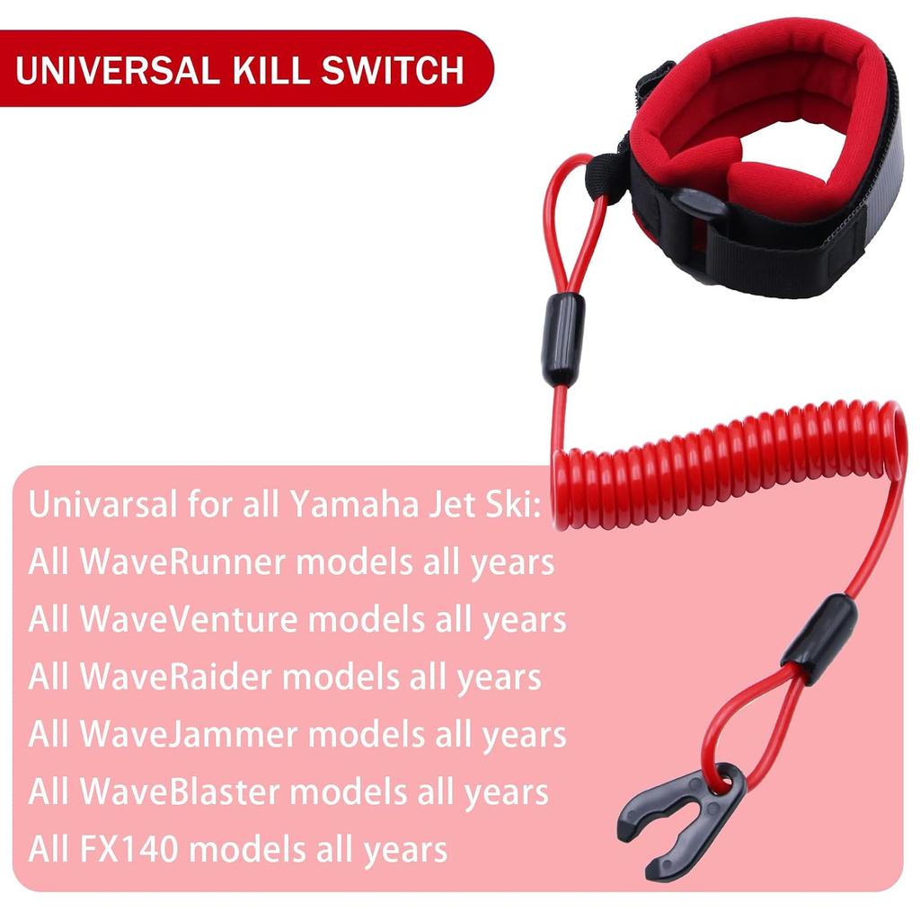 KOETSU Universal Outboard Motor Kill Switch Lanyard - Emergency Safety Cut-Off Cord with Quick Release Clip for Boat, PWC, Jet Ski & Marine Engines