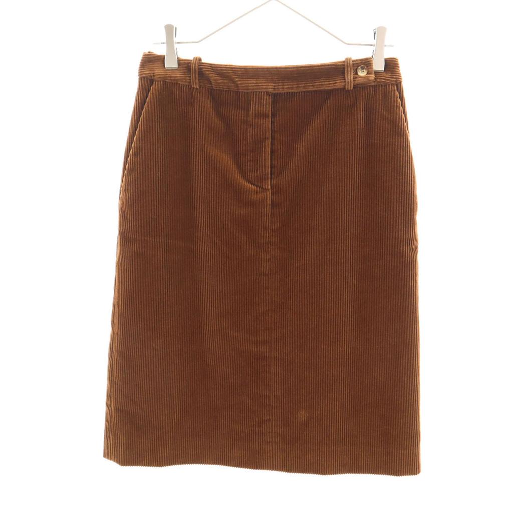 Celine Made In France Midi Length Corduroy Tight Skirt 38 Brown Women Used