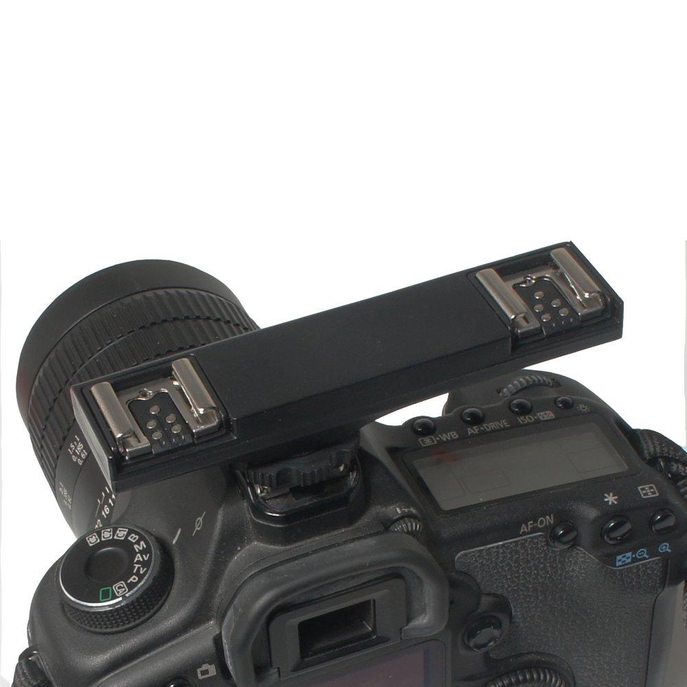 TTL Dual Hot Shoe Flash Speedlite Light Trigger Splitter Bracket For Canon Cameras DSLR-004