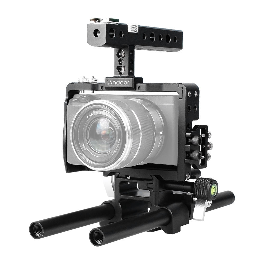 Andoer Professional Video Cage Rig Kit Film Making System W  15mm Rod Accessory Replacement for Sony A6000 A6300 A6500