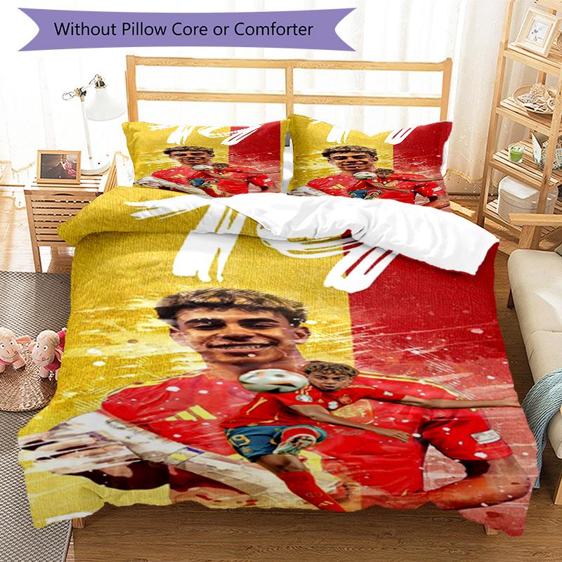 Lamine Yamal Soccer Star Number Bedding Set,Soft Bed Linen for Bedroom Home Decoration,Perfect Gift for Football Fans,Breathable Duvet Cover with Pill