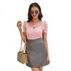 Womens Stretch PU Leather Skirt Short Bodycon Midi Office Casual Wear Black Camel Coffee Gray