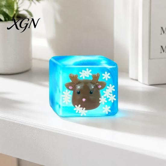Reindeer Squeeze Toy Glow-in-the-Dark Christmas Stress Cube, Santa Tree Snowflake Party Favors Relief Toy, Sensory for Adults Kids
