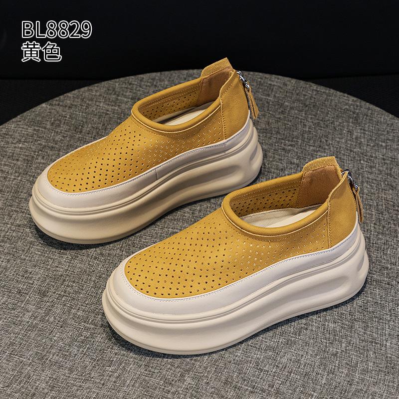 Thick Baseplate Shoes Spring and Summer New Hollow Breathable Hole Small Casual Shoes