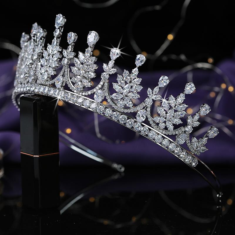 High-end Bridal Tiaras Copper Alloy Cubic Zircon Wedding Hair Accessories Hairband Shining Crystal Crowns BC5680