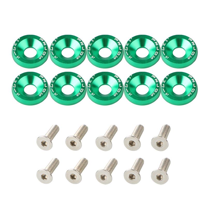 10Pcs Universal M6 JDM Car Modified Hex Fasteners Fender Washer Bumper Engine Concave Screws Fender Washer License Plate Bolts
