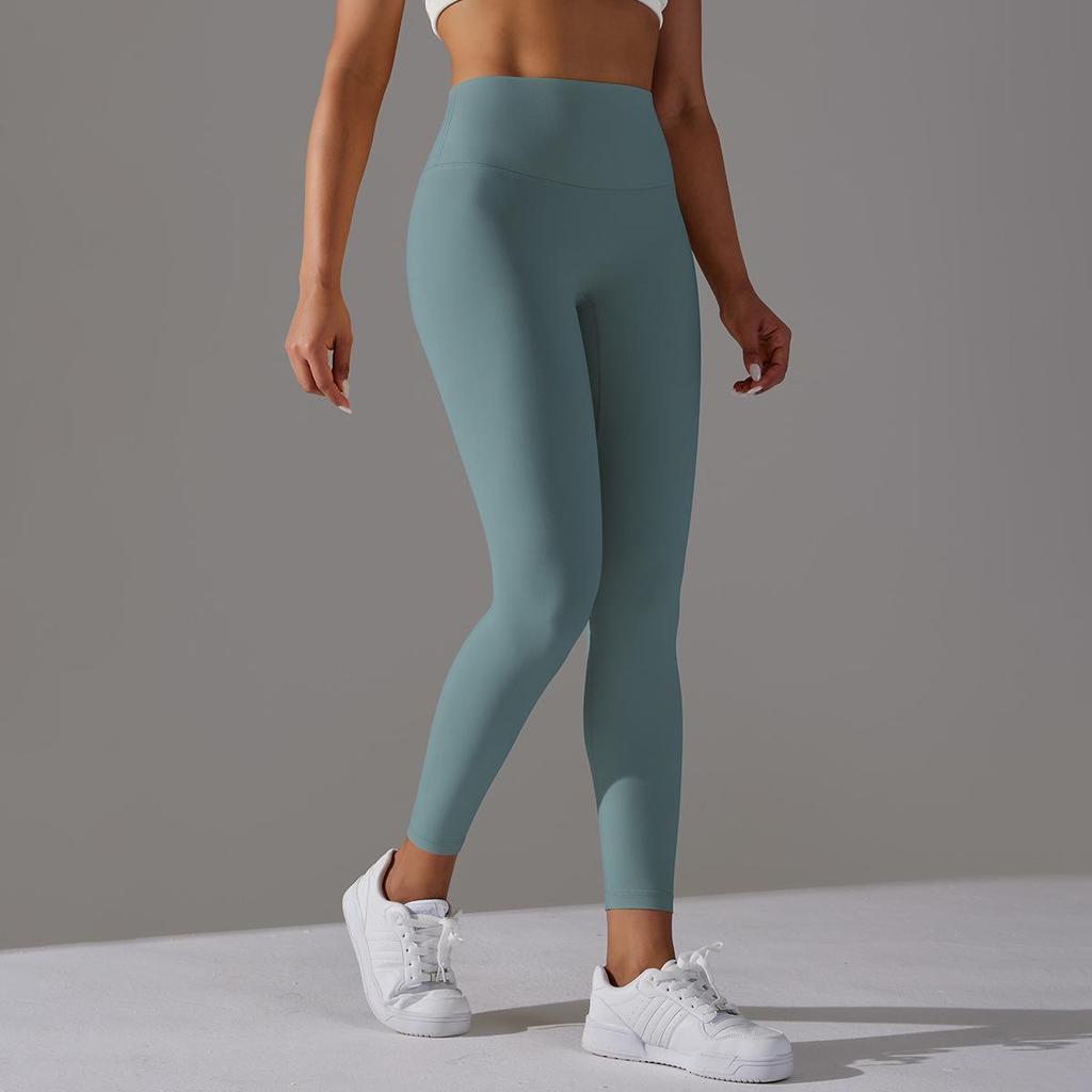 Nude Skin-friendly Yoga Pants Women Without Awkward Line High-waisted Bottoms To Lift The Buttocks Elastic Fitness and Sports Nine-minute Pants