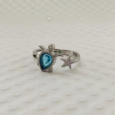 European and American Ocean Series Sea Turtle Starfish Women's Zircon Ring