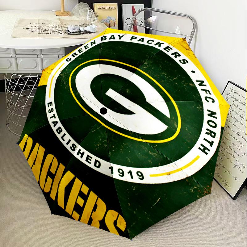 Green Bay Packers Fan Gear Umbrella Folding umbrella, automatic umbrella 8-Frame for Travel, camping Use Gift for Halloween Christmas