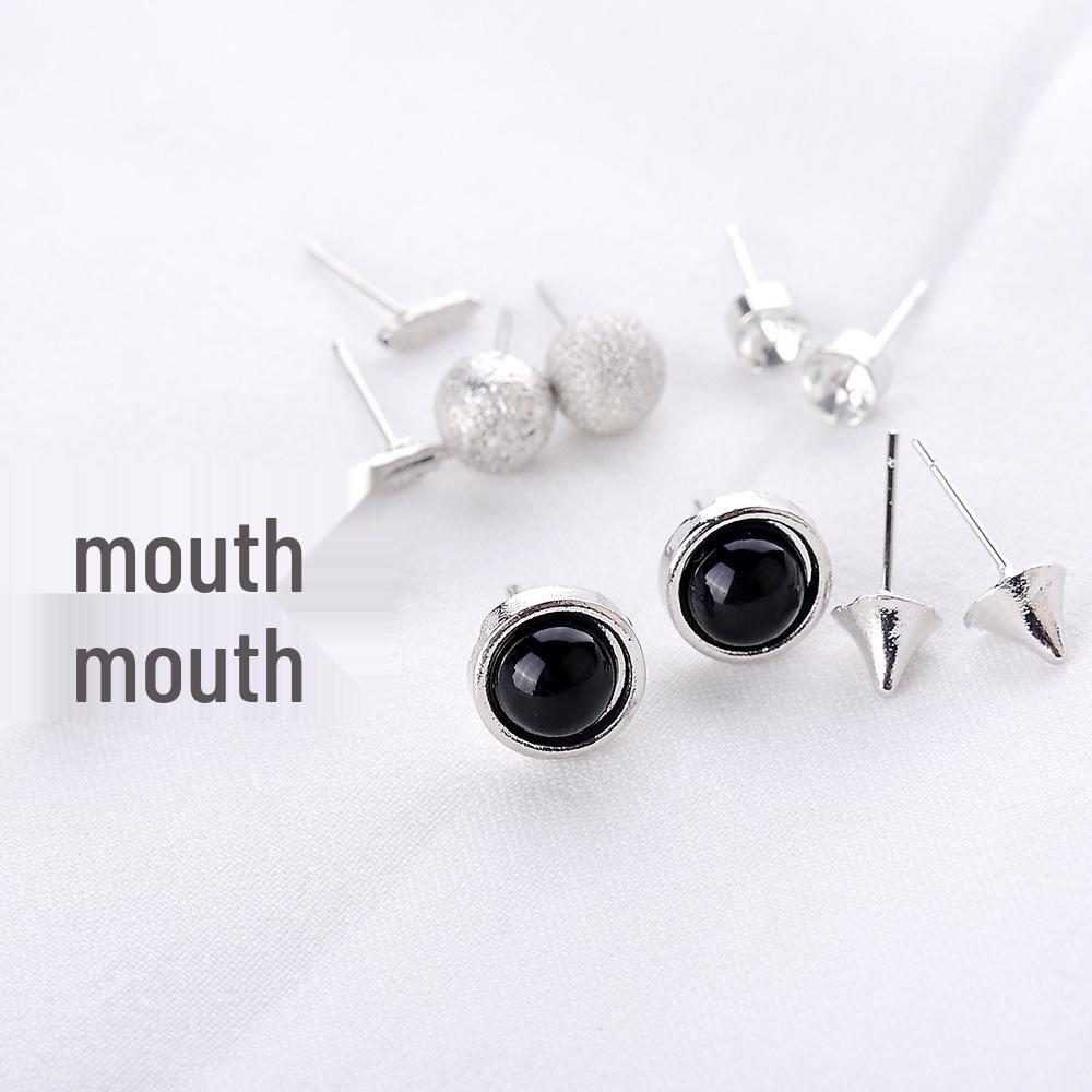 European & American Style Geometric Stud Earrings Set - 6 Pairs