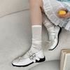 Black French Square Head Inner Height Increase Shallow Mouth Flat Sole Shoes Women's Summer 2025 New Skirt Height Increase Mary Jane Shoes