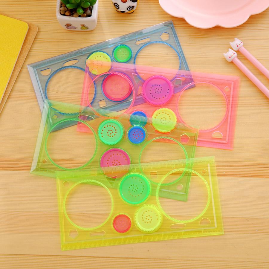 4/8pcs Transparent Spirograph Drawing Rulers (20x11cm) – Rotating Geometric Pattern Templates, Reusable Drafting Tools
