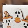 Seasonal Tabletop Ornament Halloween Wooden Napkin Holder Ghost Pumpkin Decorative Tissue Dispenser Kitchen Dining Storage Paper Organizer