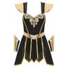 Womens Roman Toga Costume Petal Skirt Bodysuit Integrated Cape Design Ancient Theme Metallic Wristbands