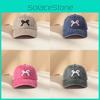 Waterwashed Cotton Baseball Hat With Curved Brim And Butterfly Bow For Casual Wear