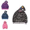 Vibrant Camouflage Hoodie Shark Printing Warm Streetwear For Men Women