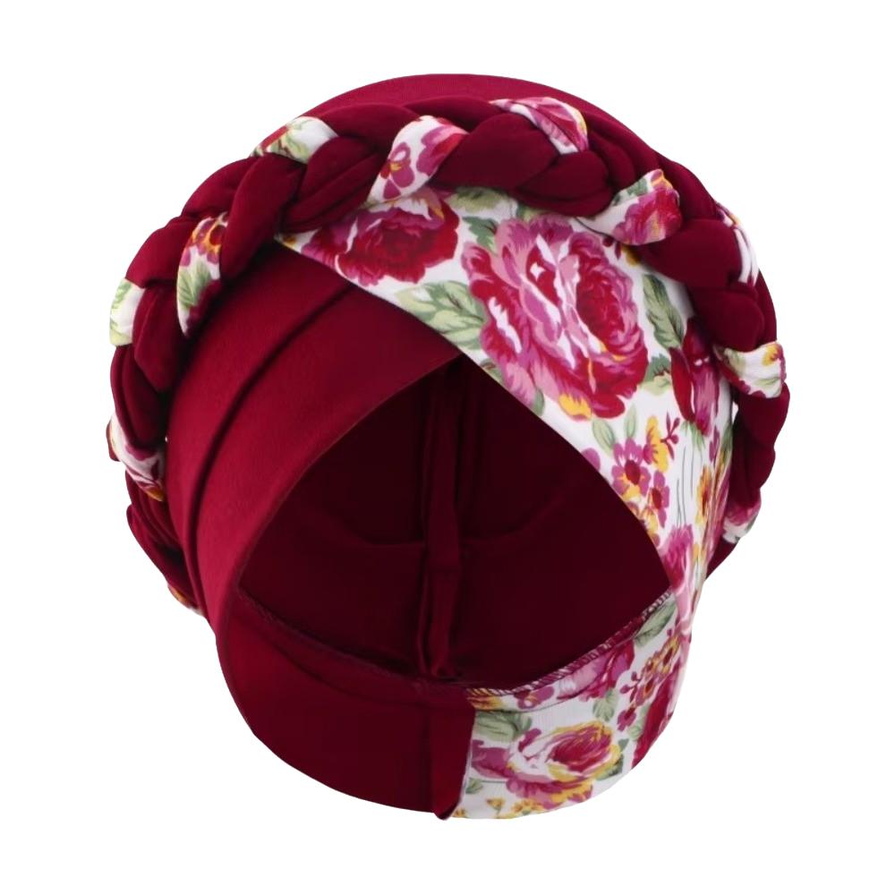 Fashion Flower Printed Chemo Hat Elastic Stretchy Cross Knot Hijab Cap Breathable Soft Headscarf Caps Ladies Women
