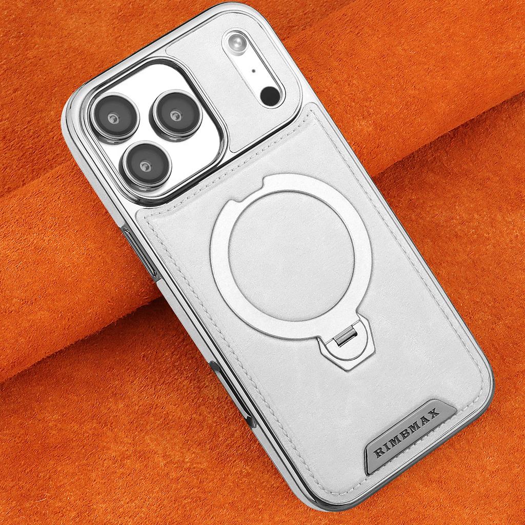 Supporto Magnetico Rotante Custodia in Pelle di Lusso per Telefono Per iPhone 11 12 13 14 15 16 17 Pro Max Plus Ricarica Wireless Copertura Antiurto