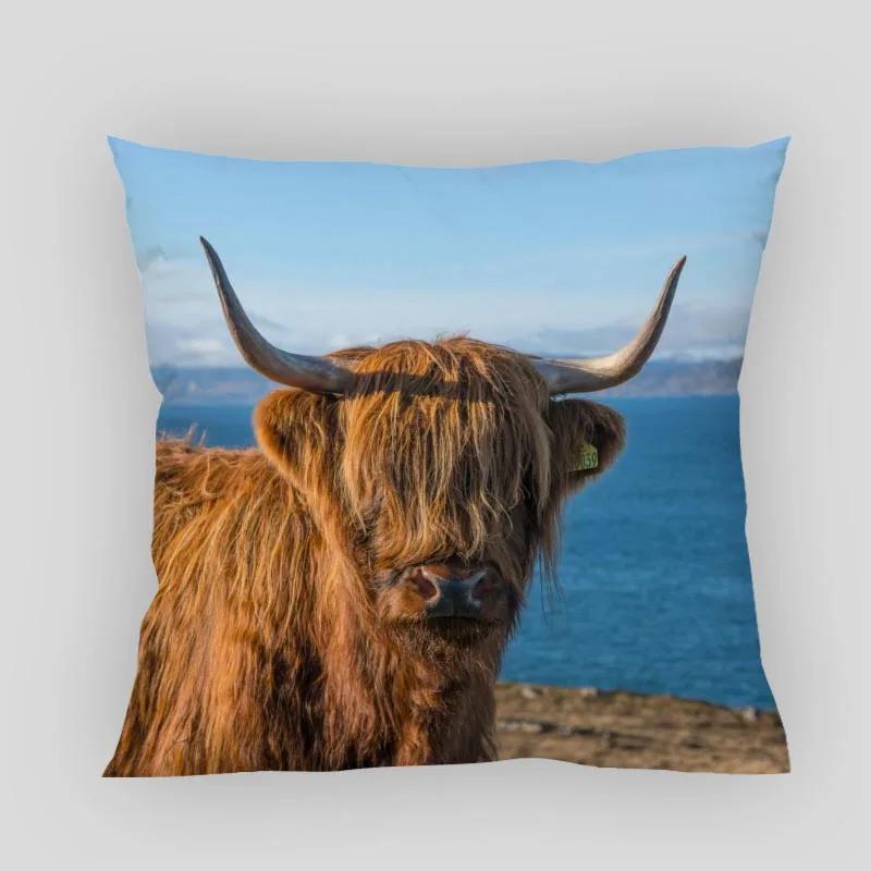 Highland Cow Pillow Cover Customize Pillowcase Modern Home Decorative Pillow Case For Living Room 45X45cm,40X40cm