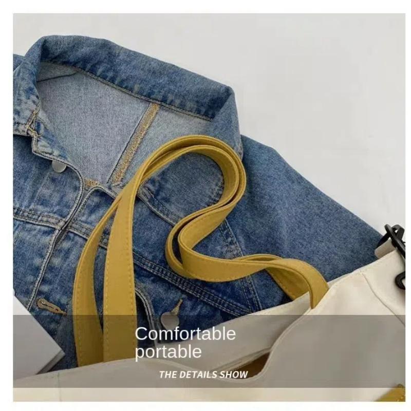 Large Capacity Women Tote Canvas Handbag Schoolbag Female University Portable Shoulder Bag Rectangular Shopping Beach City College Korean Popular