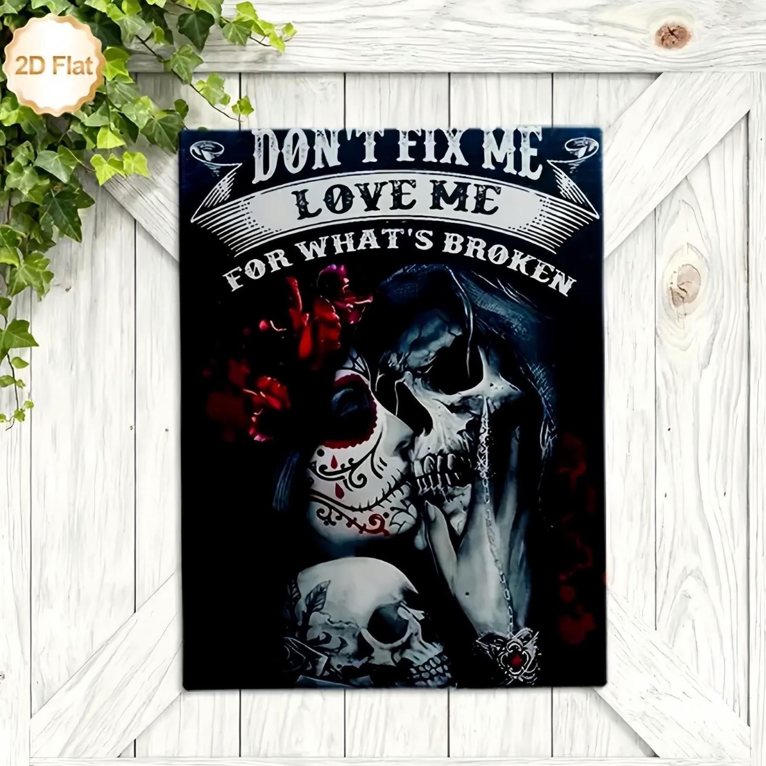 

King and Queen Skull with Roses Retro Halloween Canvas Painting 10x15