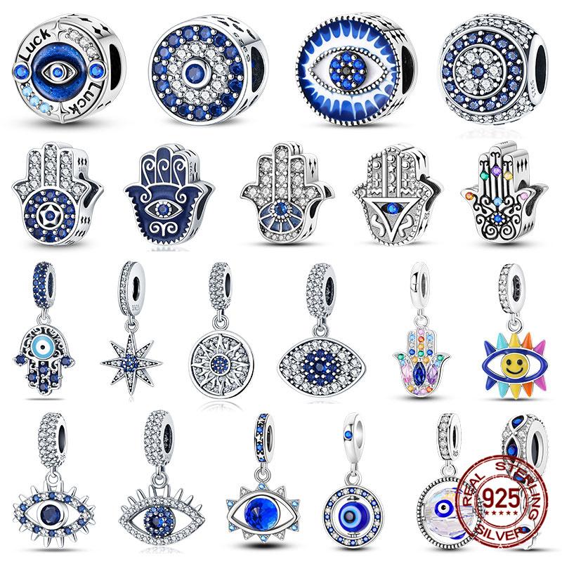 Original 100% Copper Blue Zircon Devil Eye Series Charms Fitoriginal Bracelet Diy Jewelry Making Women Gift