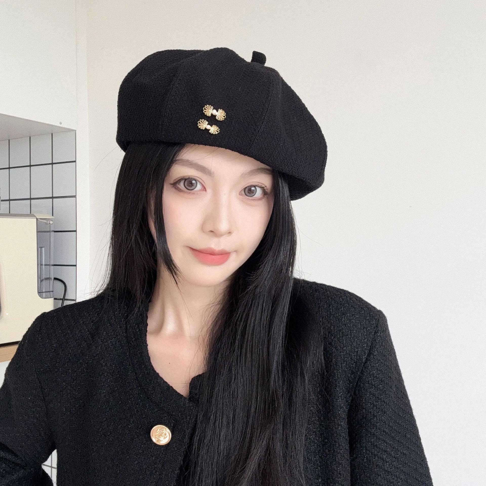 

Берет женский осенне-зимний ретро шляпа художника универсальная шляпа-тыква модная шляпа с маленьким бутоном